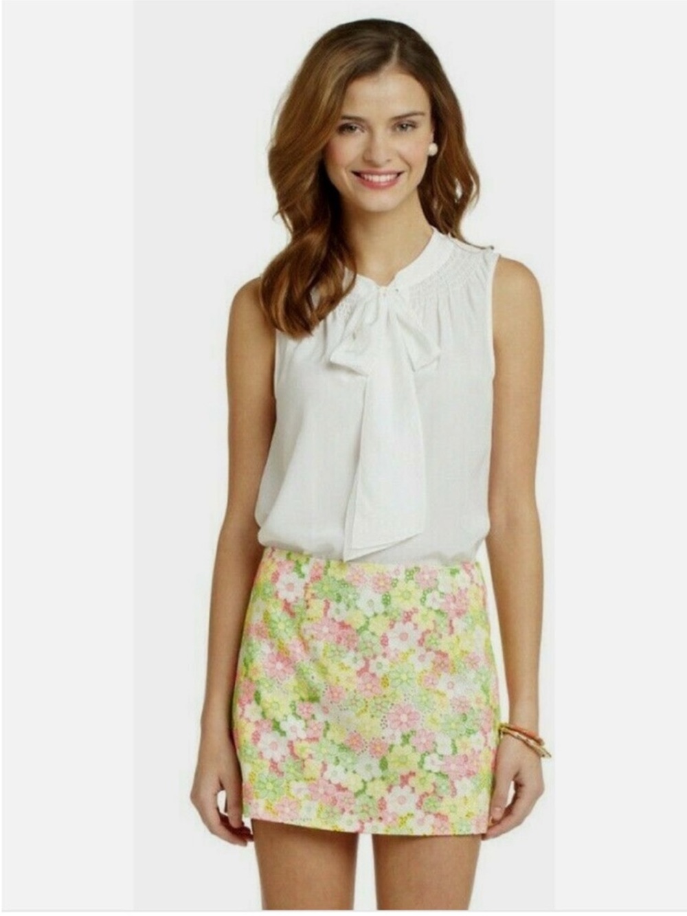 Lilly Pulitzer Tate Multi Floral Sunbonnet Eyelet Lace Skirt Size 2 Style 48553